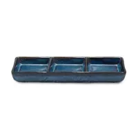 Plato Triple de Ceramica de 15 x 6 Centimetros de Color Azul TIPS QJC-021BL