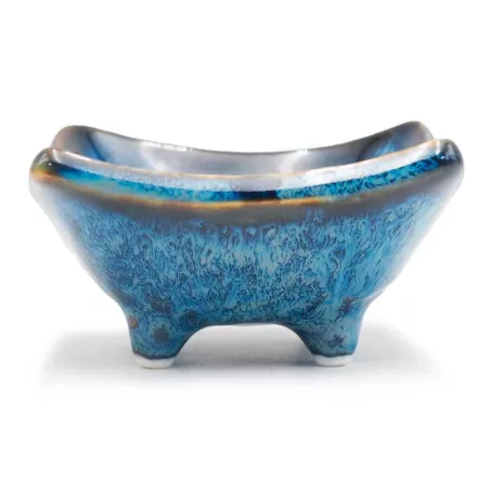 Plato de Ceramica con Pies de Color Azul de 3 Pulgadas TIPS QJC-034BL