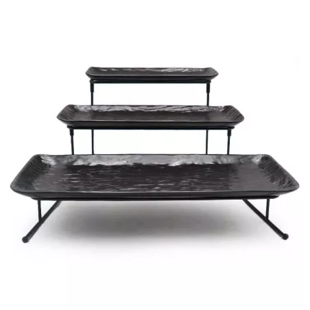Exhibidor para Buffet de 3 Niveles de Metal Color Negro TIPS JLA-007