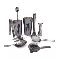 Herramientas para Bar de Acero Inoxidable de Color Negro, Set de 11 Piezas TIPS SLC-053