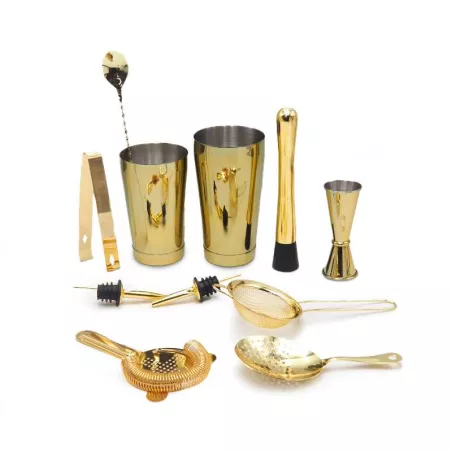Herramientas para Bar de Acero Inoxidable de Color Dorado, Set de 11 Piezas  TIPS SLC-052