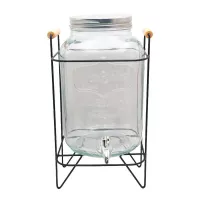 Dispensador de Vidrio con Base de Alambre para Bebidas de 8 Litros TIPS LXG-049-2