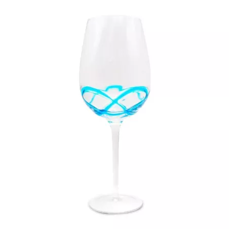 Copa de Vino Decorado con Detalle Azul de 850 Mililitros, Set de 4 Unidades VETRO DHD-002/HJ