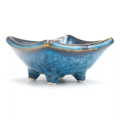 Plato de Ceramica con Pies de Color Azul de 3 Pulgadas TIPS QJC-034BL