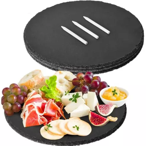 Plato Redondo de Piedra de 20 Centimetros de Color Negro TIPS RSD01-21