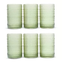 Vaso de Vidrio de 350 Mililitros de Color Verde, Set de 6 Unidades TIPS KFG-008GN/HJ