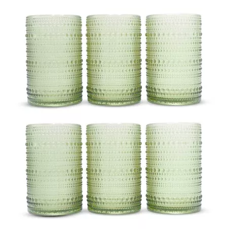 Vaso de Vidrio de 350 Mililitros de Color Verde, Set de 6 Unidades TIPS KFG-008GN/HJ
