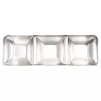 Plato Salsero Triple Cuadrado de Acero Inoxidable TIPS SSC-044 2