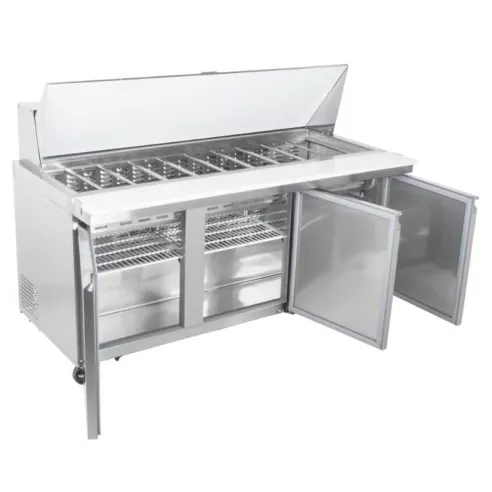 Mesa de Preparacion Refrigerada Mega Top 3 Puertas de Acero Inoxidable 180 Centimetros U-STAR SCLM3-E-HC