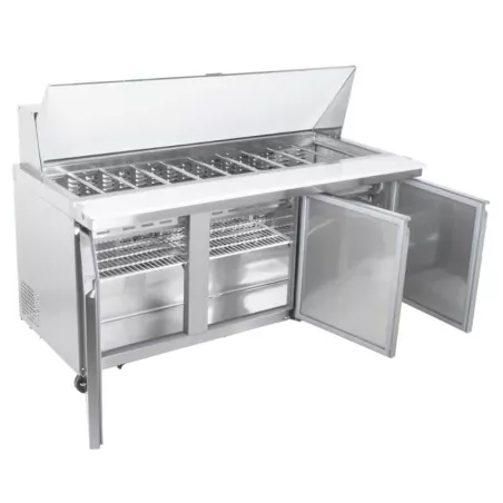 Mesa de Preparacion Refrigerada Mega Top 3 Puertas de Acero Inoxidable 180 Centimetros U-STAR SCLM3-E-HC