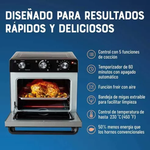 Horno Tostador + Freidora de Aire de 22 Litros Negra OSTER TSSTTVMAF1NS