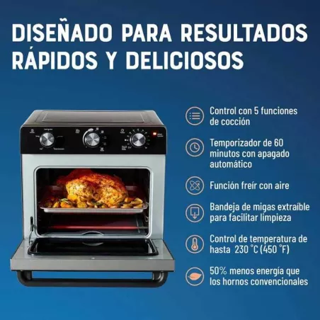 Horno Tostador + Freidora de Aire de 22 Litros Negra OSTER TSSTTVMAF1NS
