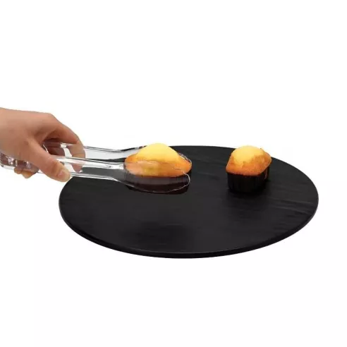Bandeja Redonda de Melamina con Textura de 33 Centimetros de Color Negro MASTER CHEF B603