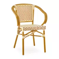 Silla de Imitacion de Rattan con Brazos de Color Crema con Rojo URBAN COMFORT 9900004