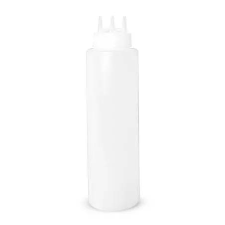 Botella para Salsas de Boquilla Triple de Plastico de 8 Onzas Blanco MASTER CHEF BS08TB