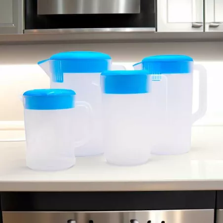 Pichel para Agua de Polipropileno Transparente con Tapa Azul de 5000 Mililitros MASTER CHEF 1050