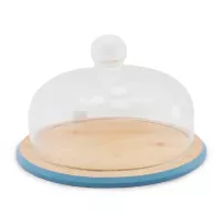 Quequera con Domo de Vidrio con Base de Bambu de 30.5 x 17.5 Centimetros TIPS CXR-014