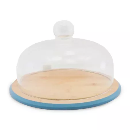 Quequera con Domo de Vidrio con Base de Bambu de 30.5 x 17.5 Centimetros TIPS CXR-014