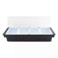 Porta Condimentos de Plastico de 4 Compartimientos de Color Negro MASTER CHEF CH3004