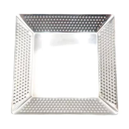 Platon Cuadrado de Acero Inoxidable con Borde Martillado de 35 Centimetros TIPS SSC-161
