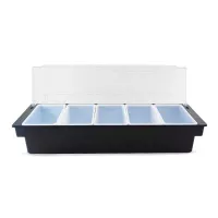Porta Condimentos de Plastico de 5 Compartimientos Negro MASTER CHEF CH3005