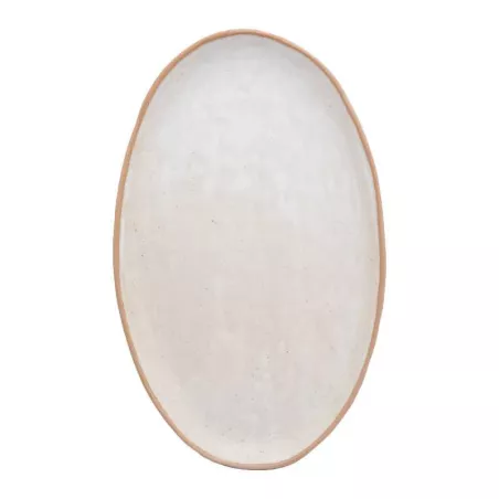 Plato de Ceramica Ovalado de 34.5 x 21 Centimetros de Color Blanco RUSTIC 20727-W