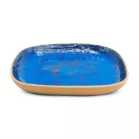Plato de Ceramica Cuadrado Coupe de 26.5 Centimetros de Color Azul RUSTIC 20763-B 2
