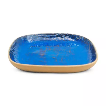 Plato de Ceramica Cuadrado Coupe de 26.5 Centimetros de Color Azul RUSTIC 20763-B