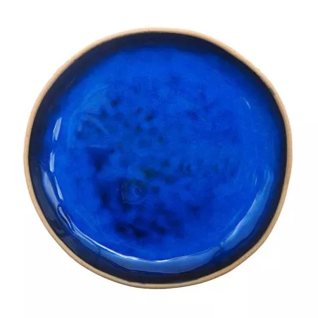 Plato de Ceramica Redondo de 17.5 Centimetros de Color Azul RUSTIC 20722-B
