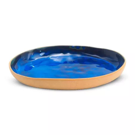 Plato de Ceramica Ovalado Coupe de 21.5 x 17 Centimetros de Color Azul RUSTIC 20737-B