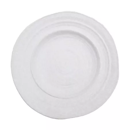 Plato de Ceramica Redondo de Borde Ancho de 20 Centimetros de Color Blanco RUSTIC 20591