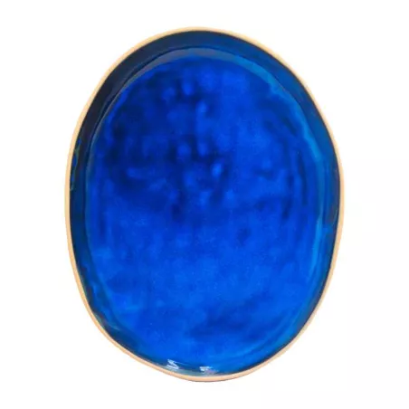 Plato de Ceramica Ovalado Coupe de 21.5 x 17 Centimetros de Color Azul RUSTIC 20737-B