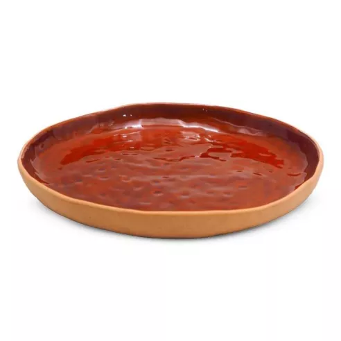 Plato de Ceramica Redondo de 26 Centimetros de Color Cobre RUSTIC 20724-C