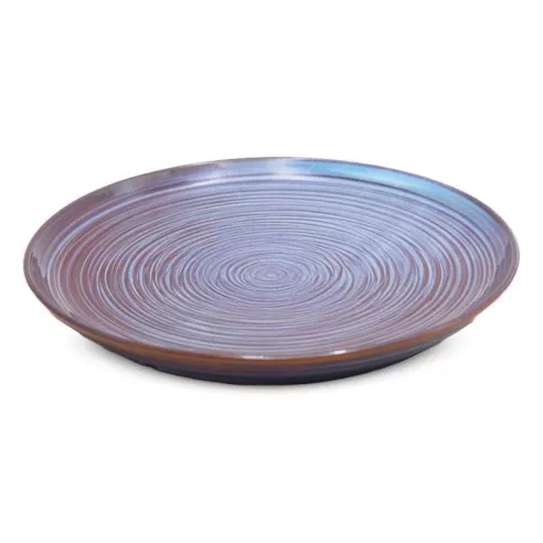 Plato de Ceramica Redondo Coupe de 25.5 Centimetros de Color Azul RUSTIC 22462-B
