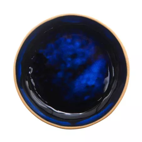 Plato de Ceramica Redondo de 13.5 Centimetros de Color Azul RUSTIC 20721-B