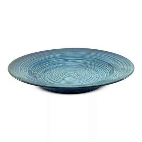 Plato de Ceramica Redondo para Sopa de 22.5 Centimetros de Color Azul RUSTIC 22351-B