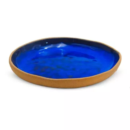 Plato de Ceramica Redondo de 17.5 Centimetros de Color Azul RUSTIC 20722-B