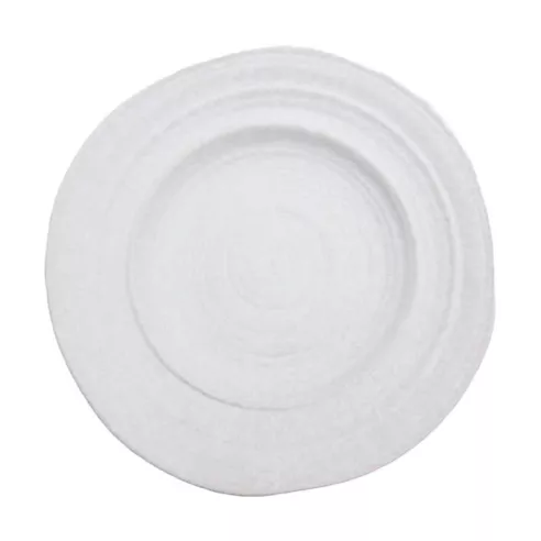 Plato de Ceramica Redondo de Borde Ancho de 29.5 Centimetros de Color Blanco RUSTIC 20574