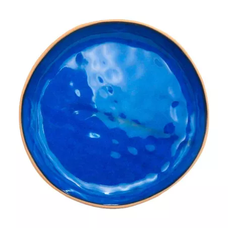 Plato de Ceramica Redondo de 22 Centimetros de Color Azul RUSTIC 20723-B