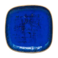 Plato de Ceramica Cuadrado Coupe de 19 Centimetros de Color Azul RUSTIC 20761-B