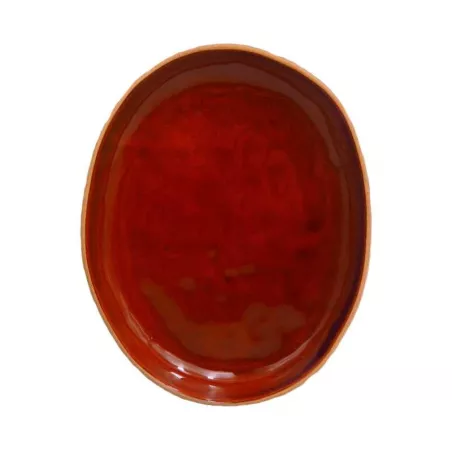 Plato de Ceramica Ovalado Coupe de 21.5 x 17 Centimetros de Color Cobre RUSTIC 20737-C