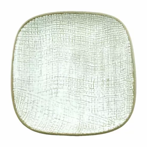 Plato de Ceramica Cuadrado Coupe de 15 Centimetros de Color Blanco RUSTIC 20760-W