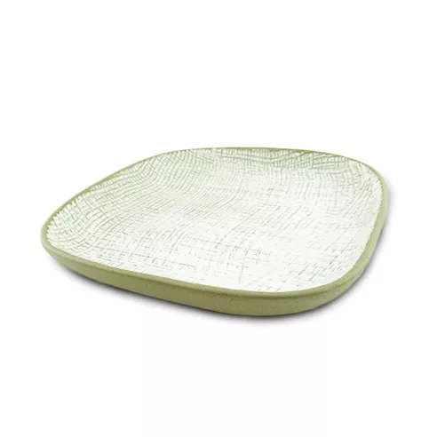 Plato de Ceramica Cuadrado Coupe de 23 Centimetros de Color Blanco RUSTIC 20762-W