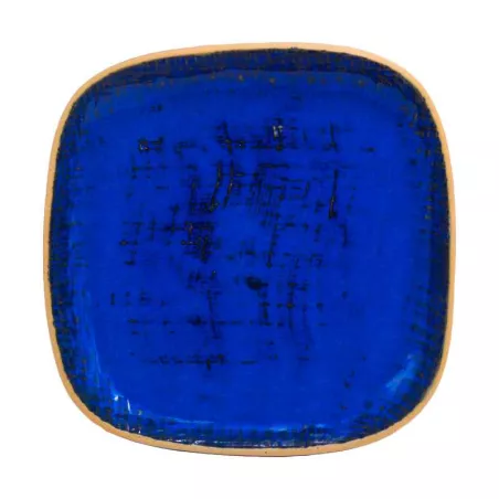 Plato de Ceramica Cuadrado Coupe de 23 Centimetros de Color Azul RUSTIC 20762-B