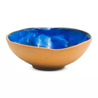 Bowl de Ceramica Redondo de 14 x 5 Centimetros de Color Azul RUSTIC 20728-B