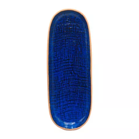 Plato de Ceramica Ovalado Coupe de 33 x 12.5 Centimetros de Color Azul RUSTIC 20765-B