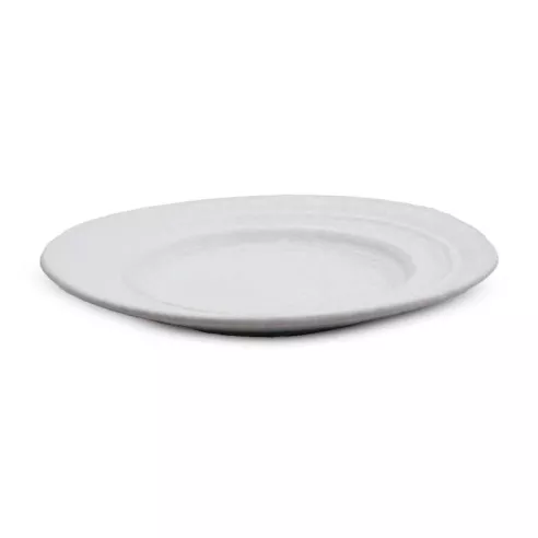 Plato de Ceramica Redondo de Borde Ancho de 20 Centimetros de Color Blanco RUSTIC 20591