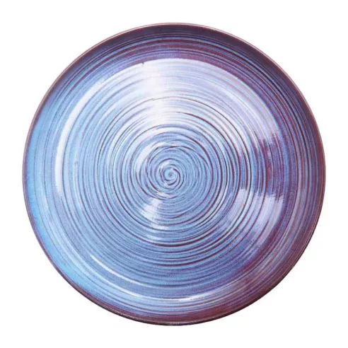 Plato de Ceramica Redondo Coupe de 21 Centimetros de Color Azul RUSTIC 22350-B