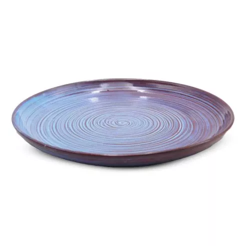 Plato de Ceramica Redondo Coupe de 21 Centimetros de Color Azul RUSTIC 22350-B