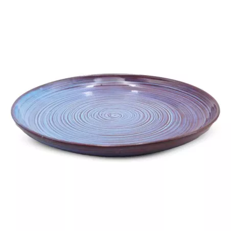 Plato de Ceramica Redondo Coupe de 21 Centimetros de Color Azul RUSTIC 22350-B